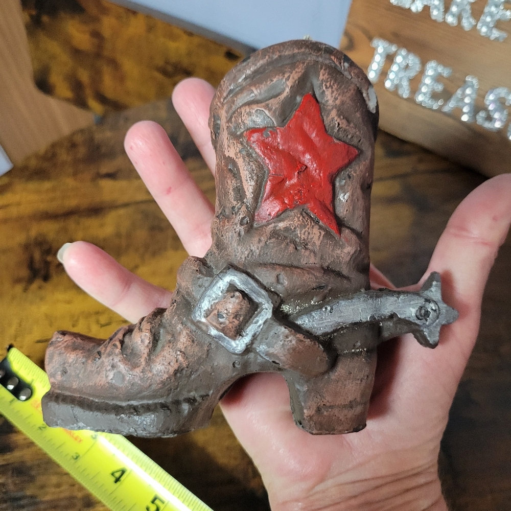 Vintage Rustic Cowboy Boot candle with Red Star super cute - Picture 6 of 12